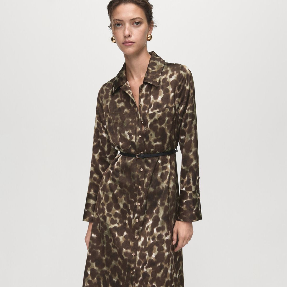 MANGO - Vestido Mujer Medio Casual con Estampado Mango