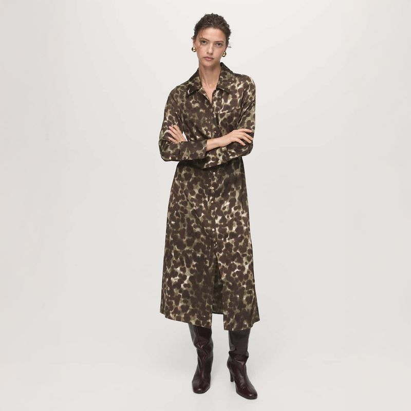 MANGO - Vestido Mujer Medio Casual con Estampado Mango