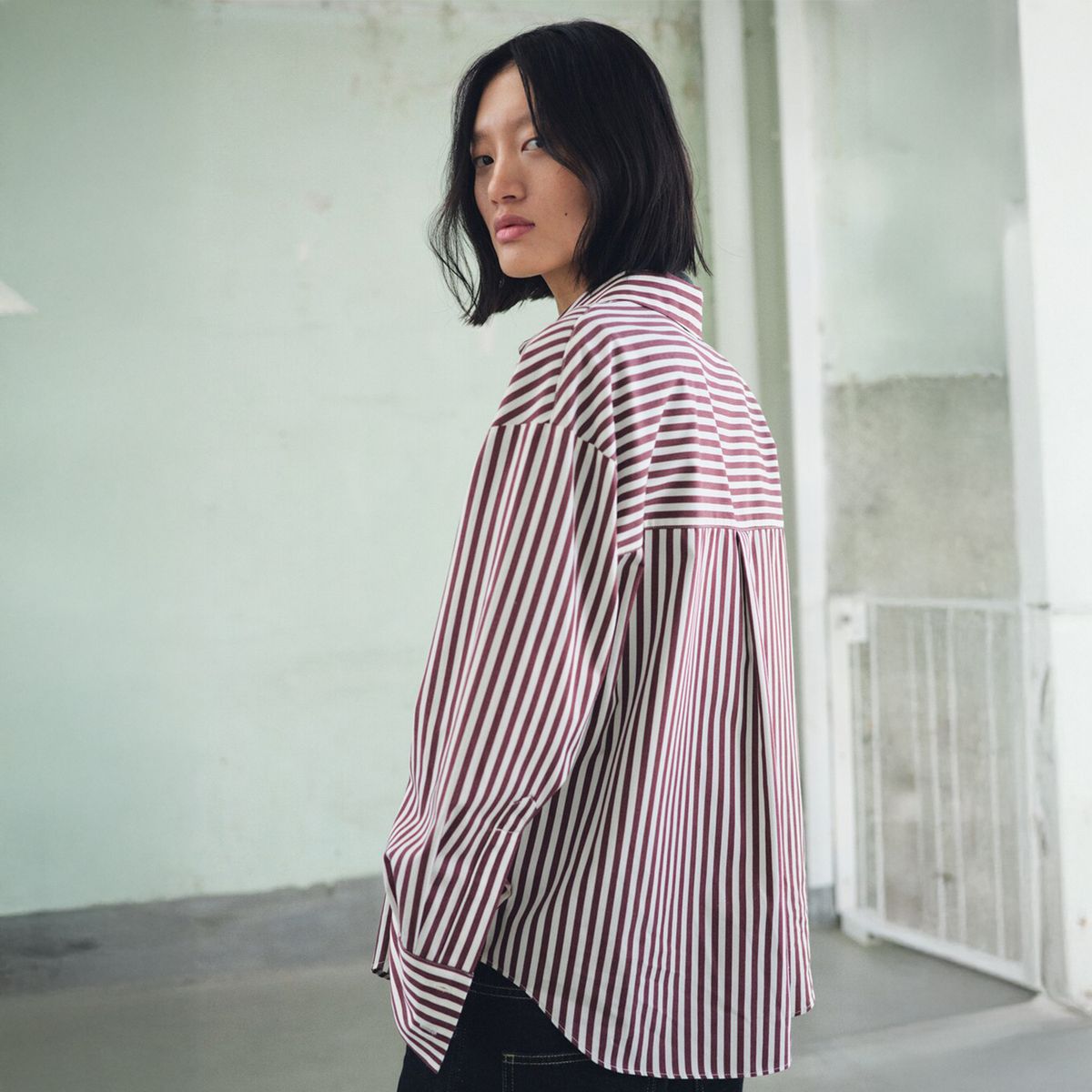 MANGO - Camisa Mujer de Rayas Manga larga de Algodón Mango 