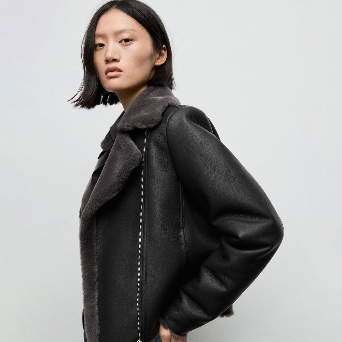 MANGO - Chaqueta Mujer Efecto cuero Mango 