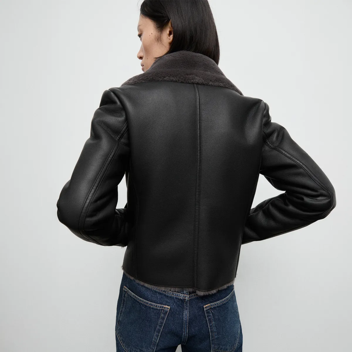 MANGO - Chaqueta Mujer Efecto cuero Mango 