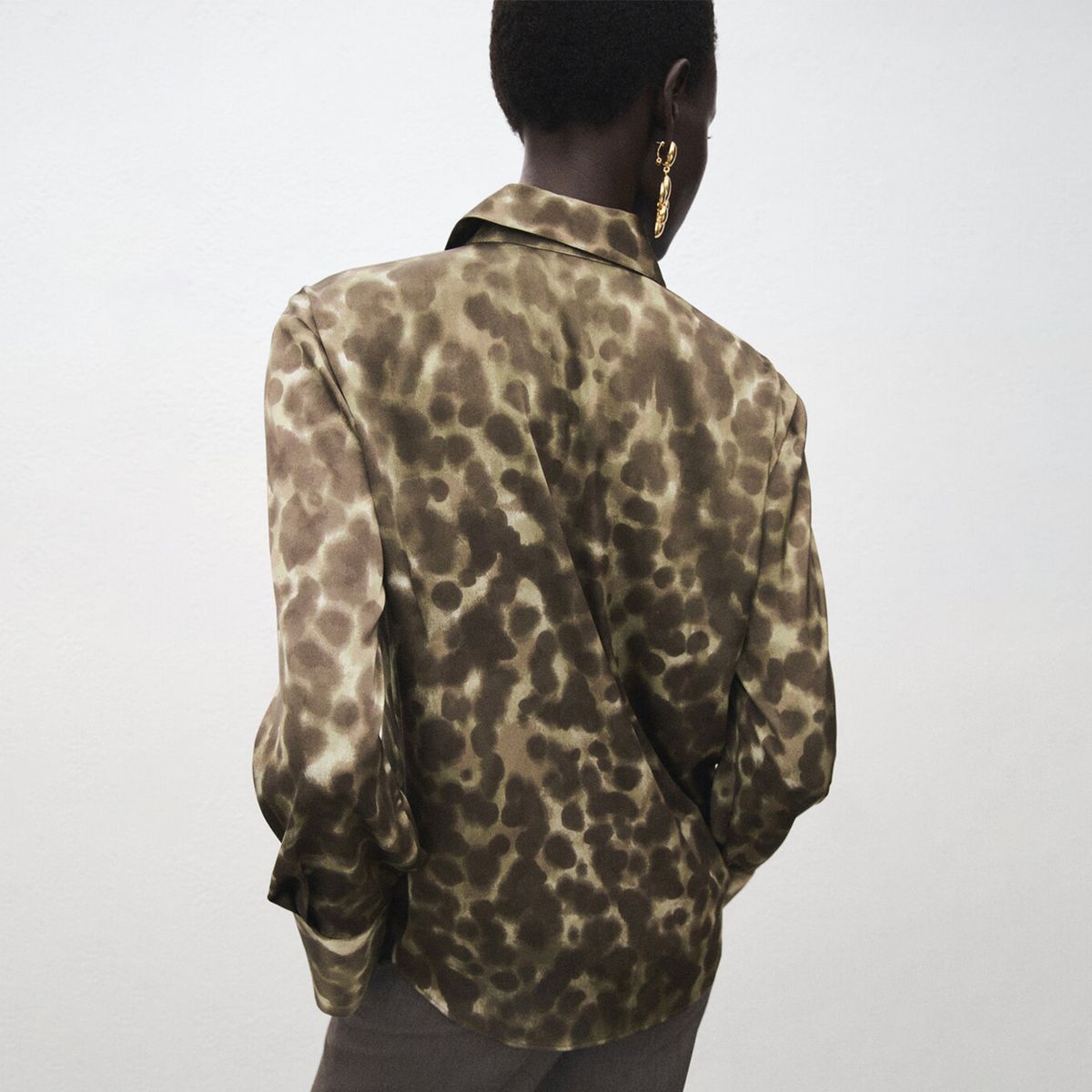 MANGO - Camisa Mujer con Estampado Manga larga Mango