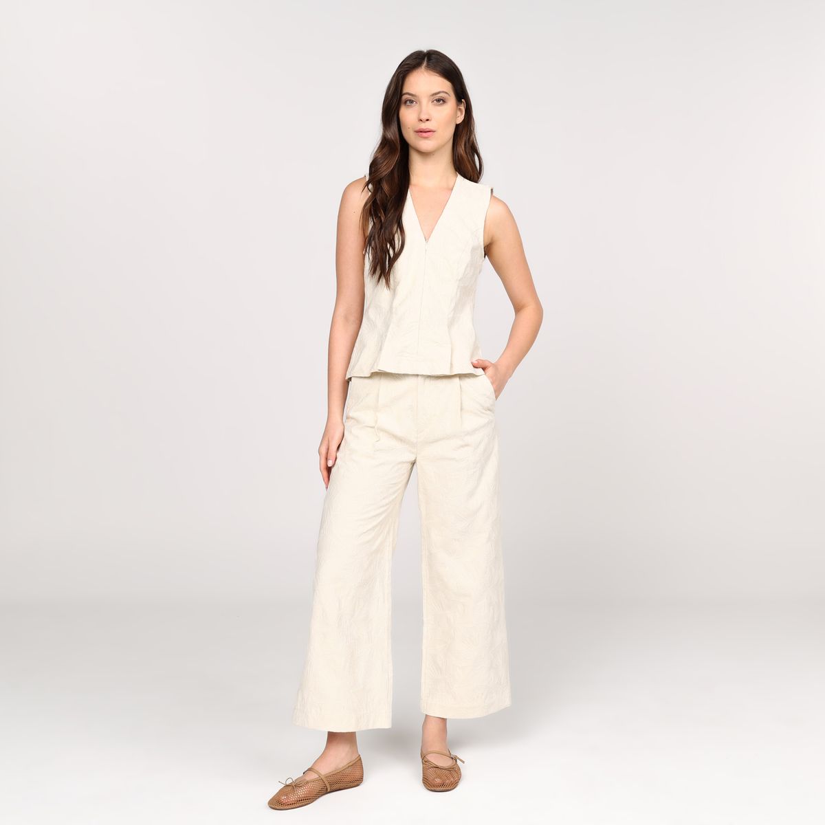 BASEMENT - Pantalón Recto Mujer Tiro alto Basement