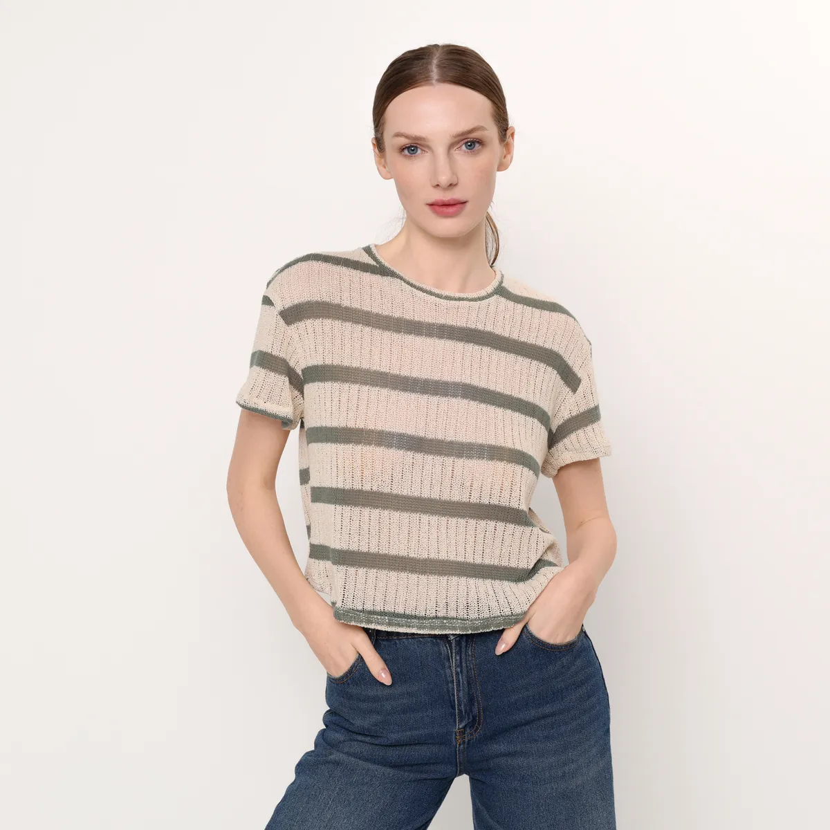 BASEMENT - Camiseta Mujer Tejido Manga corta Basement