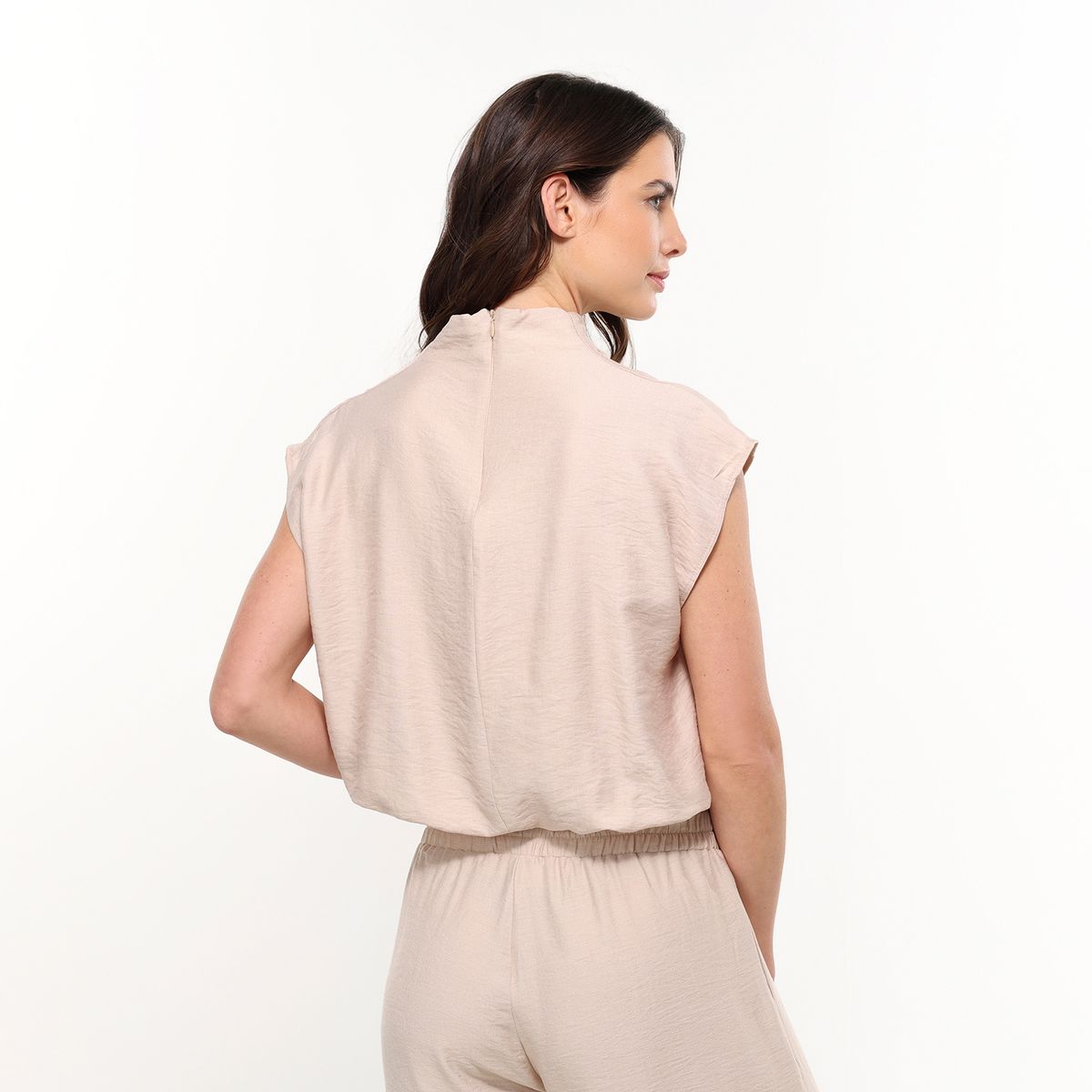 BASEMENT - Blusa Mujer Liso con Bordado Manga corta Rayon Basement