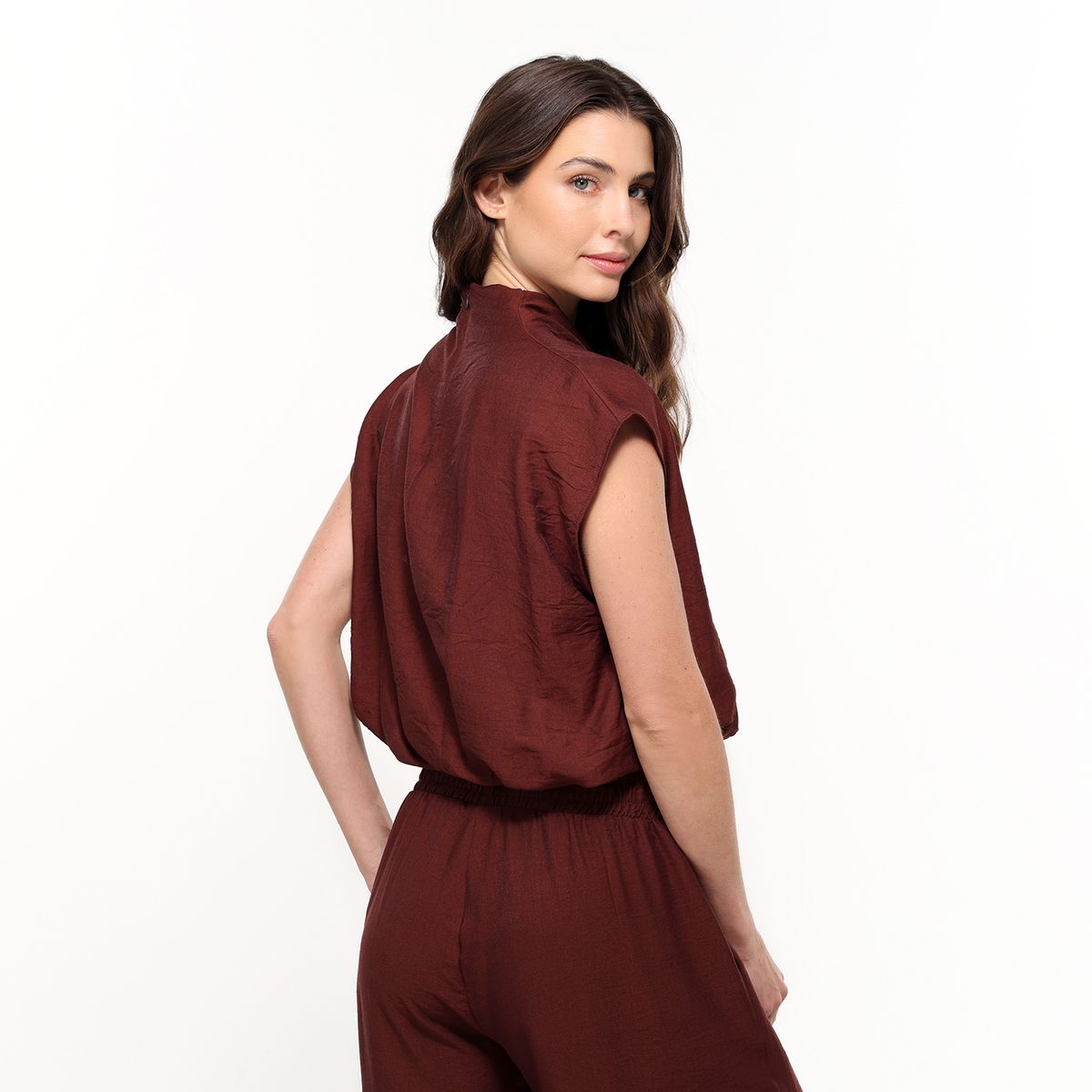 BASEMENT - Blusa Mujer Liso con Bordado Manga corta Rayon Basement