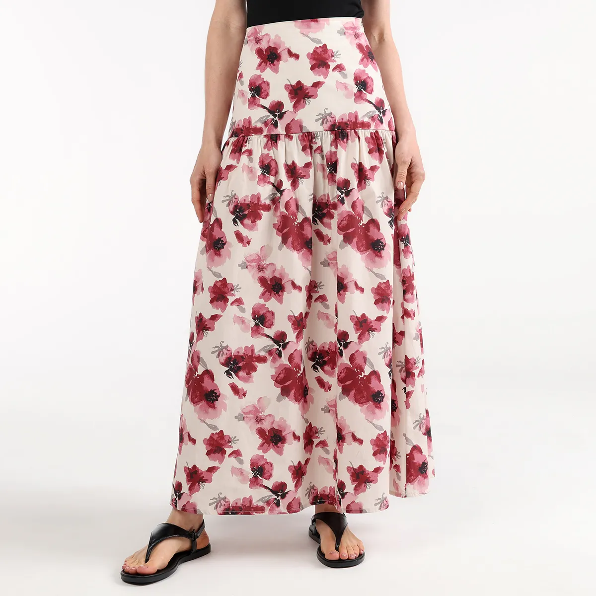 BASEMENT - Falda Maxi Mujer de Algodón Basement