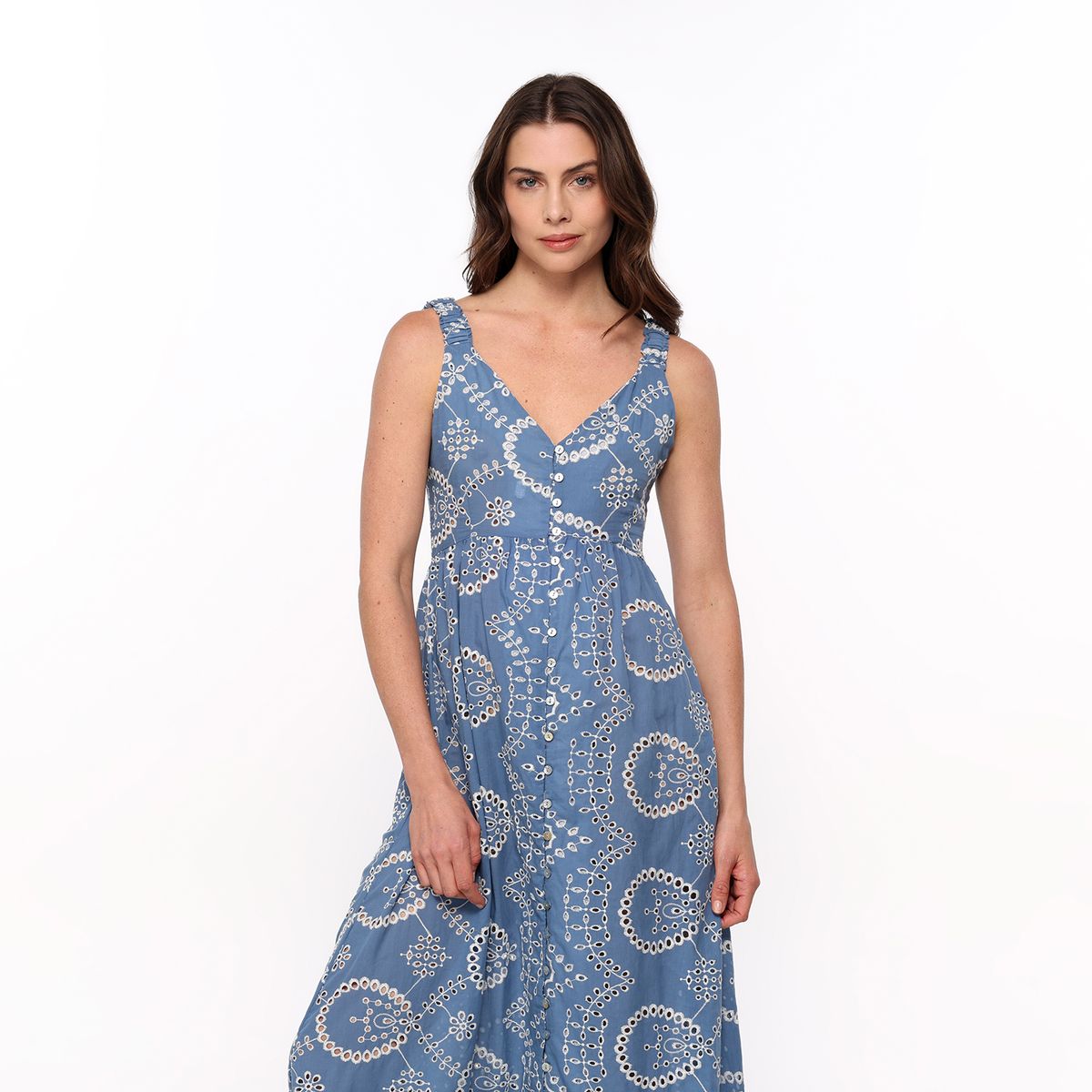 BASEMENT - Vestido Mujer Largo Casual con Estampado Basement