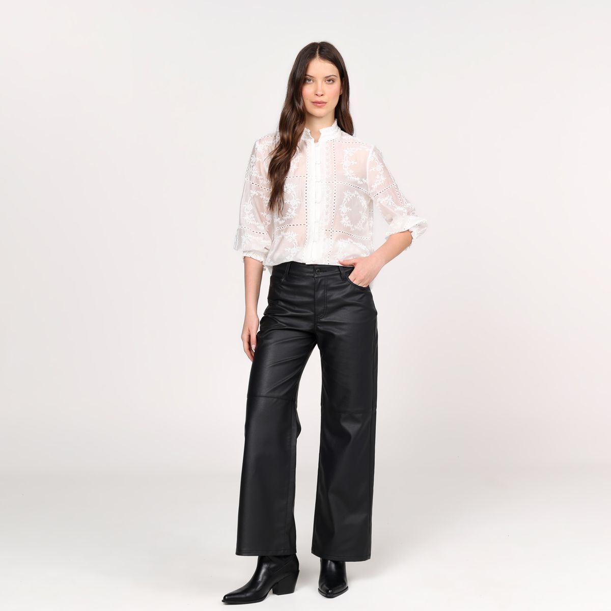 BASEMENT - Pantalon Recto Mujer Tiro alto Basement 