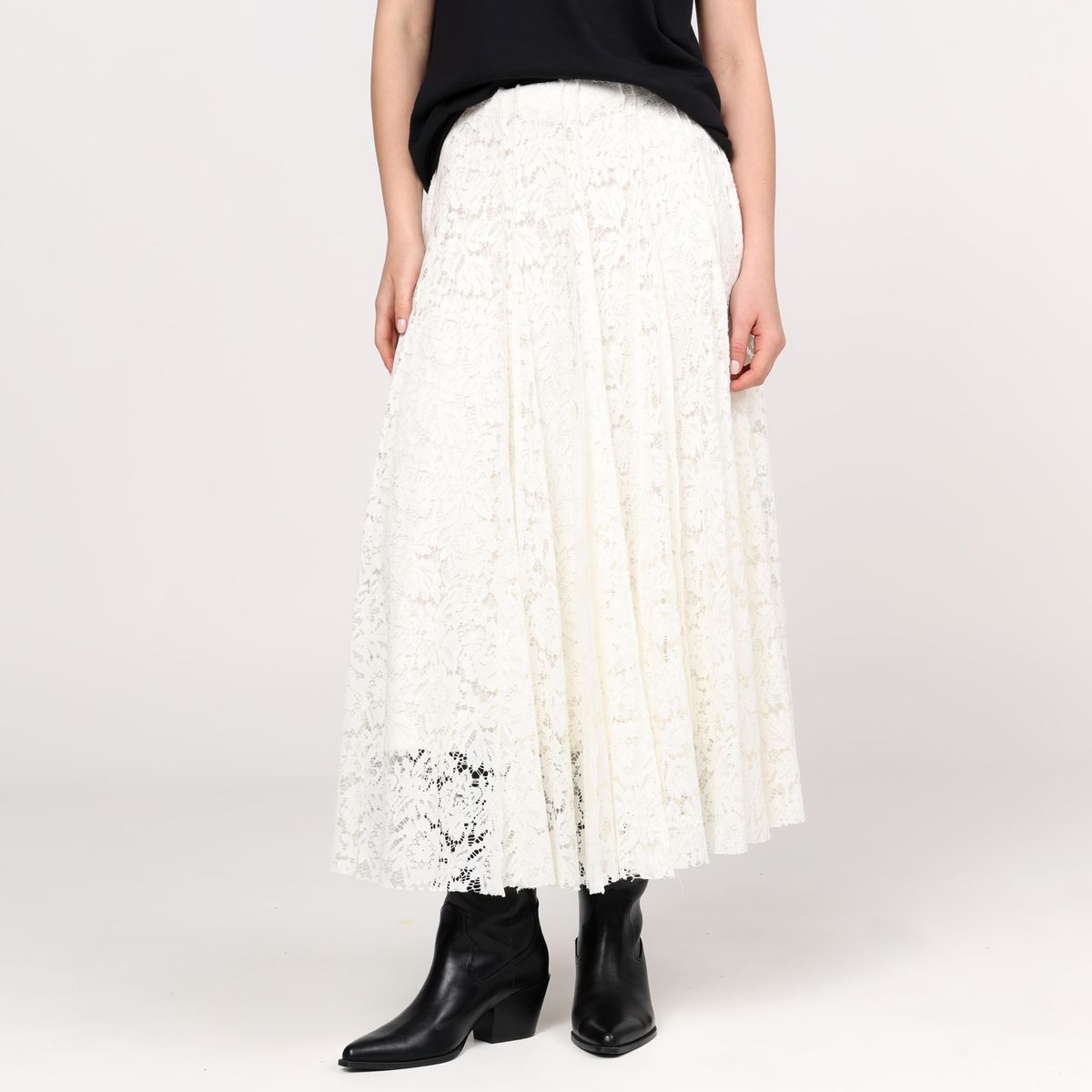 BASEMENT - Falda Midi Mujer con Encaje Basement