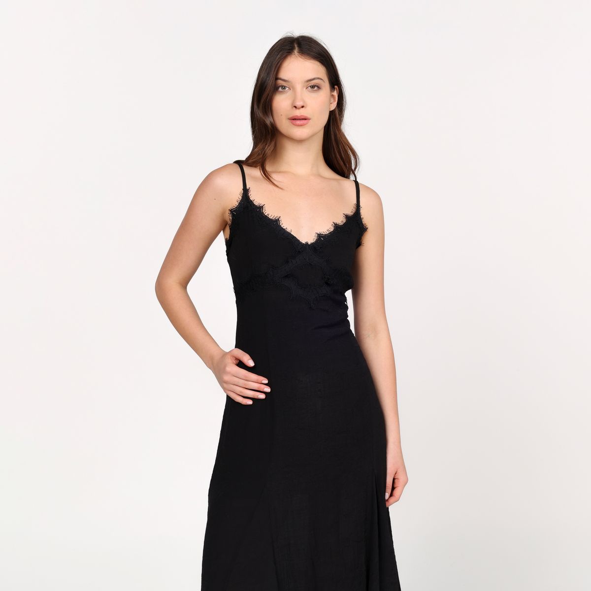 BASEMENT - Vestido Mujer Medio Casual con Encaje Basement 