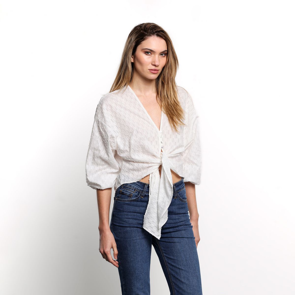 DENIMLAB - Blusa Mujer Anudada Manga 3/4 Denimlab 