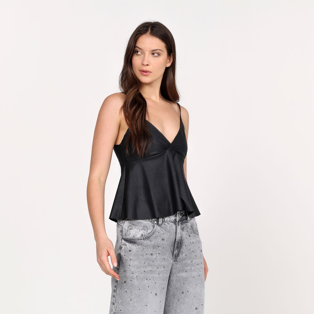 BASEMENT - Blusa Mujer Efecto cuero Sin mangas Basement 