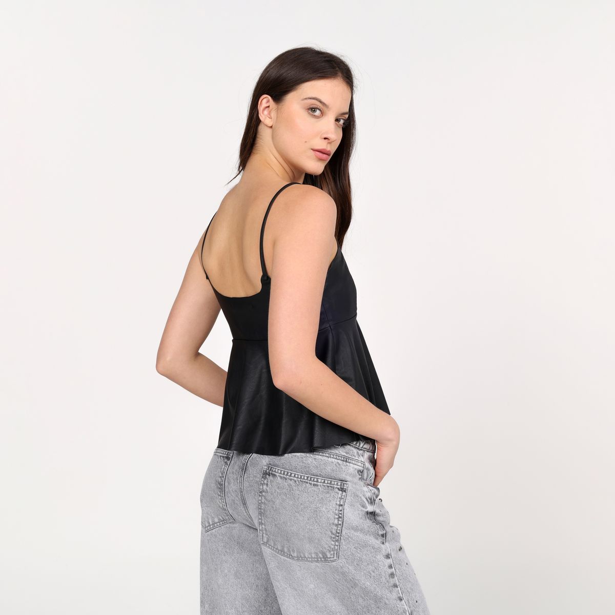 BASEMENT - Blusa Mujer Efecto cuero Sin mangas Basement 