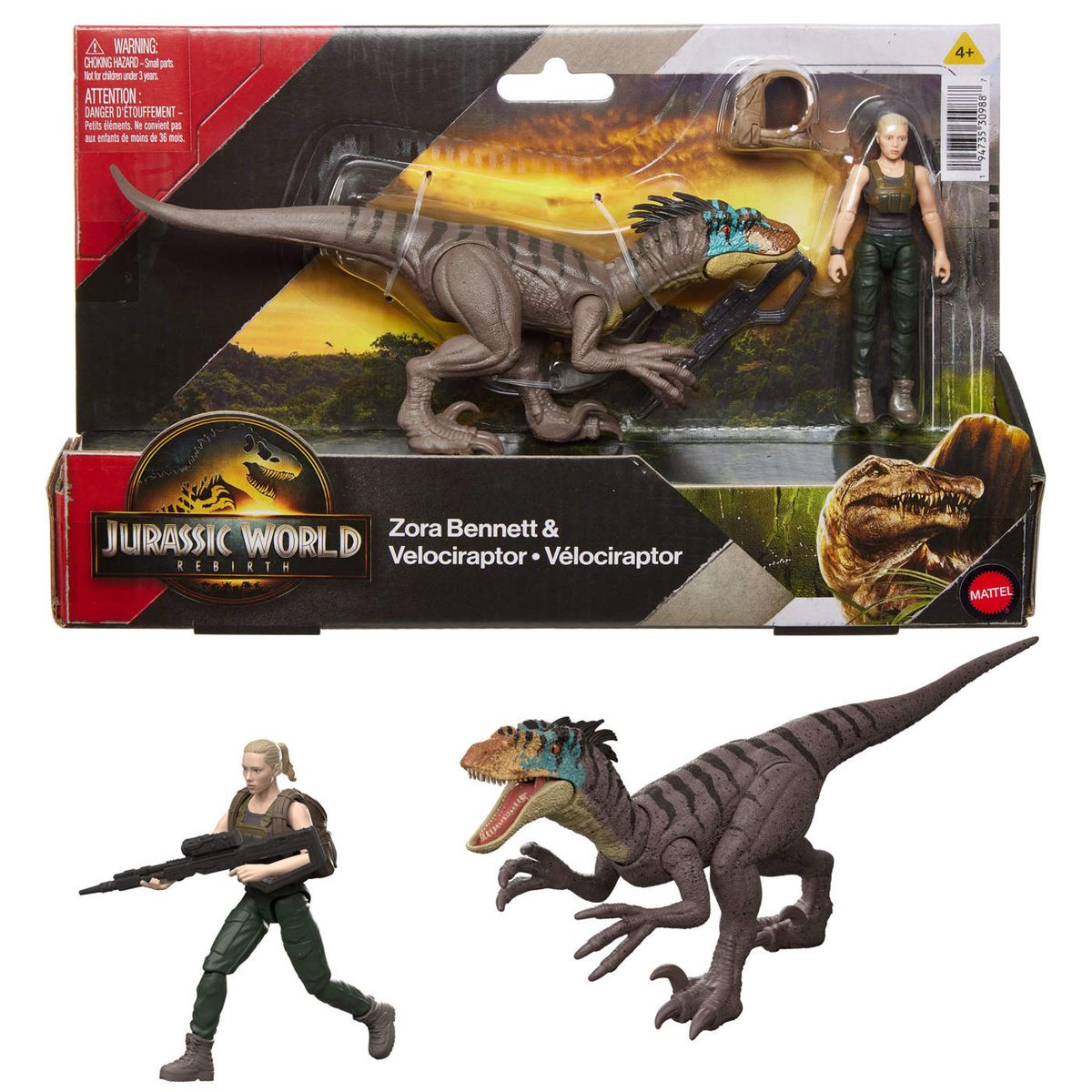 JURASSIC WORLD - Juguete didáctico Jurassic World Dinosaurio : Rebirth Paquete con Dinosaurio y Humano. Producto aleatorio