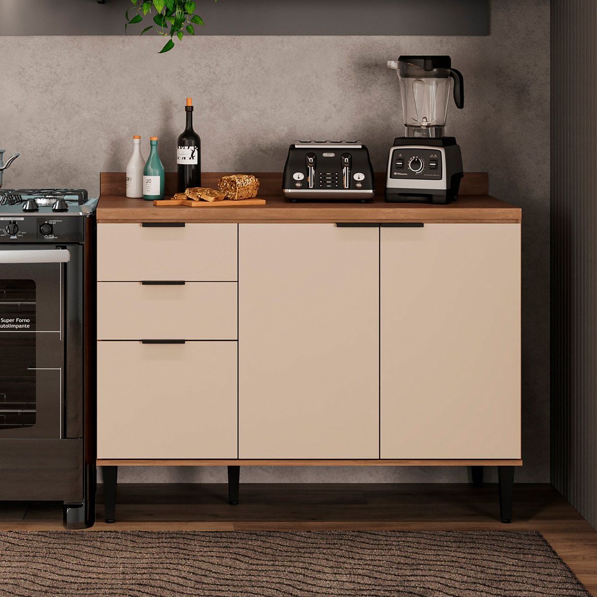 BERTOLINI - Mueble Inferior De Cocina 120 cm en MDP Blanco.