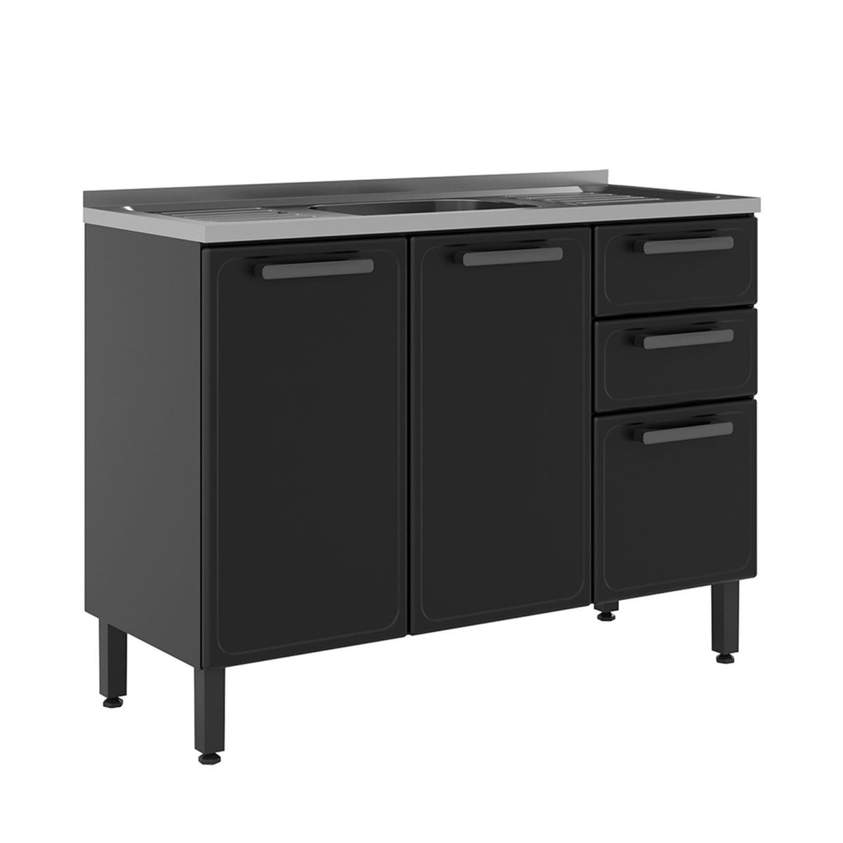 BERTOLINI - Mueble Inferior de Cocina Moderno Estilo en Acero (Incluye Mesón) 89 x 48 cm Bertolini 