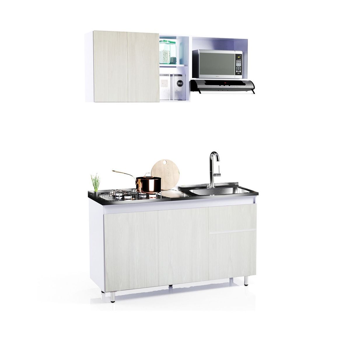 BERTOLINI - Cocina Integral Moderna la Aglomerado MDP 150 cm (Incluye Mesón) Bertolini