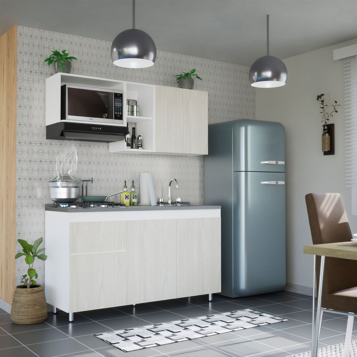 BERTOLINI - Cocina Integral Moderna la Aglomerado MDP 150 cm (Incluye Mesón) Bertolini