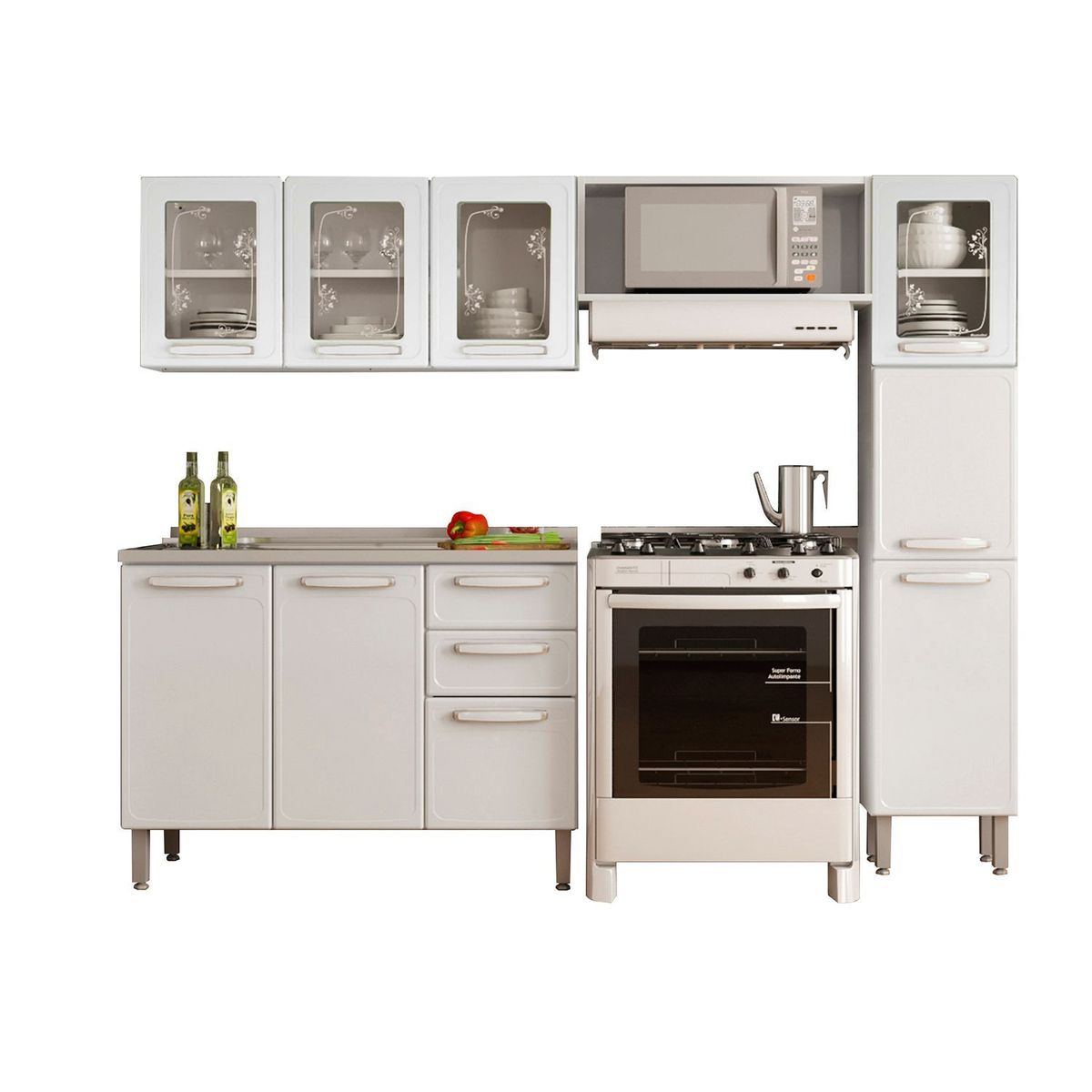 BERTOLINI - Cocina Integral En Acero Al Carbon 2.20m Con Lavaplatos Bertolini - Mueble