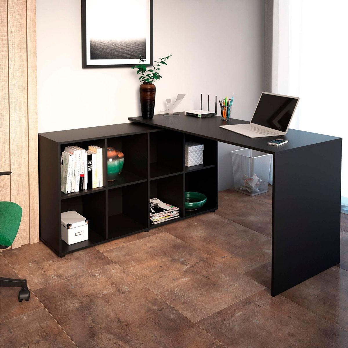 BERTOLINI - Escritorio Moderno Nero 140 x 75 x 130 cm Bertolini