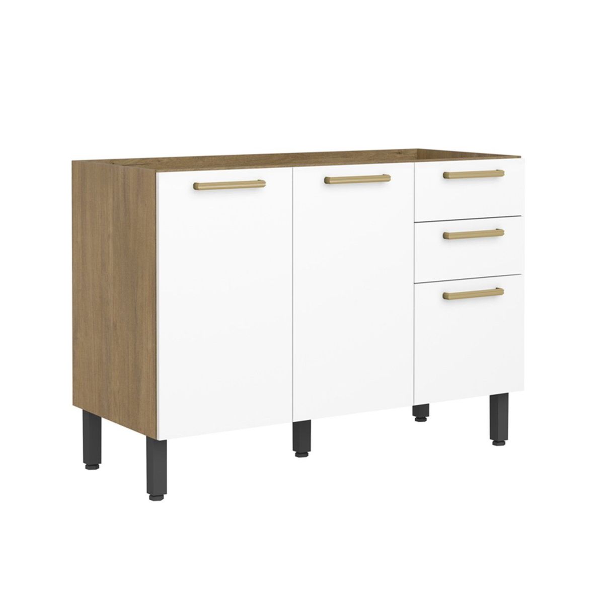 BERTOLINI - Mueble inferior de cocina de 120 cm en MDP sin Meson Blanco