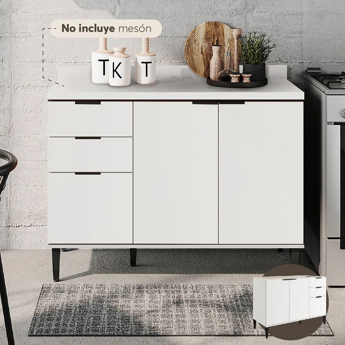 BERTOLINI - Mueble inferior de cocina 120 cm en MDP sin mesón