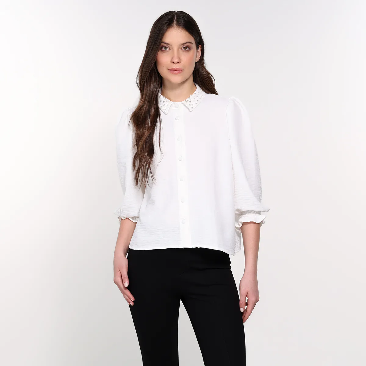 BASEMENT - Blusa Mujer Con aplique Manga 3/4 Basement 