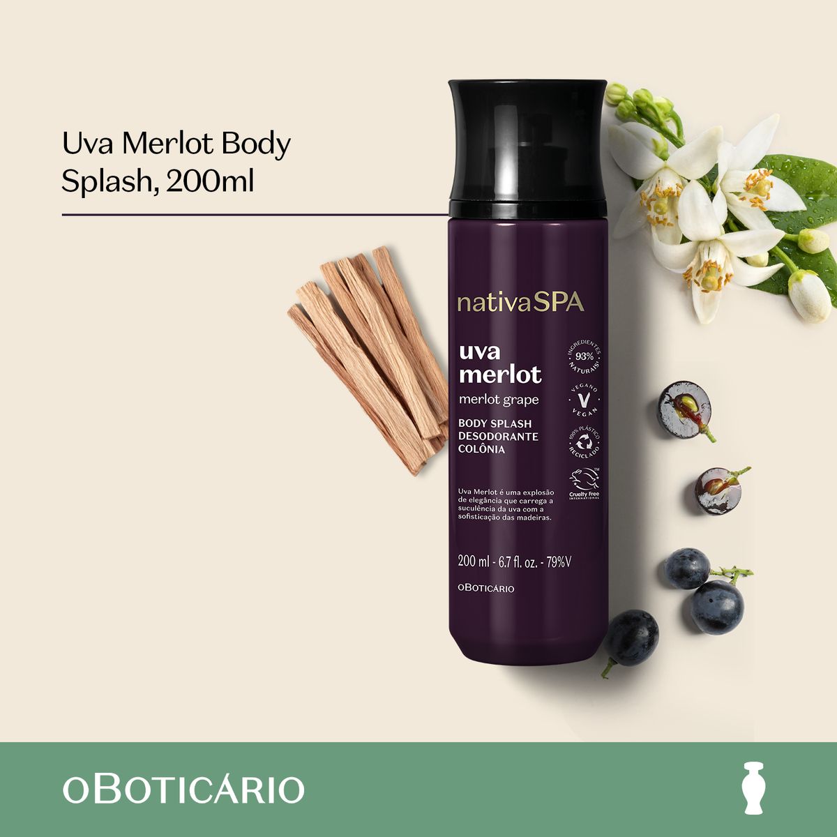 NATIVA SPA - Perfume Mujer Nativa Spa O Boticario Uva Merlot 200 ml Body splash 