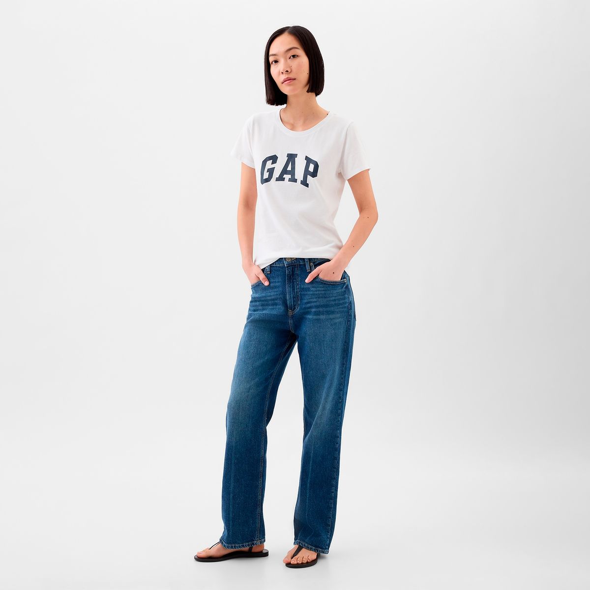 GAP - Camiseta Mujer con Logo Manga corta de Algodón GAP