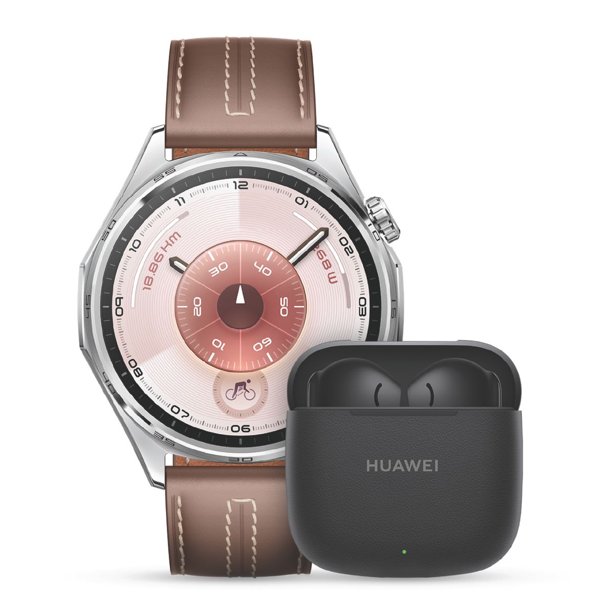 HUAWEI - Smartwatch HUAWEI  GT 6 46MM Verde | 5 ATM, IP68, IP69 resistencia al agua | pantalla AMOLED táctil a color | Correa de Compuesto Sintético + Audifonos Freebuds SE3 1,47 mm