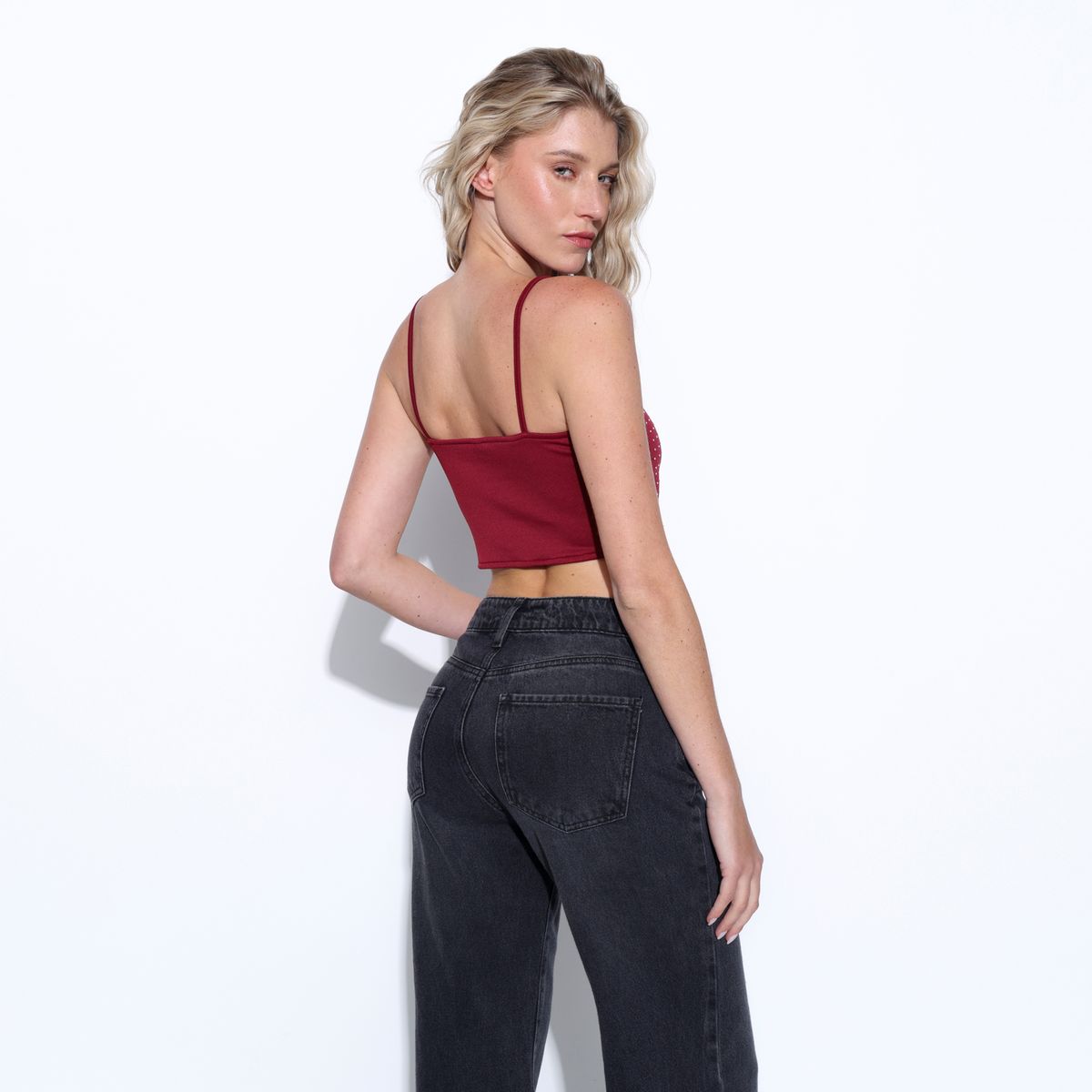 MOSSIMO - Crop Top Mujer Con aplique Sin mangas de Algodón Mossimo