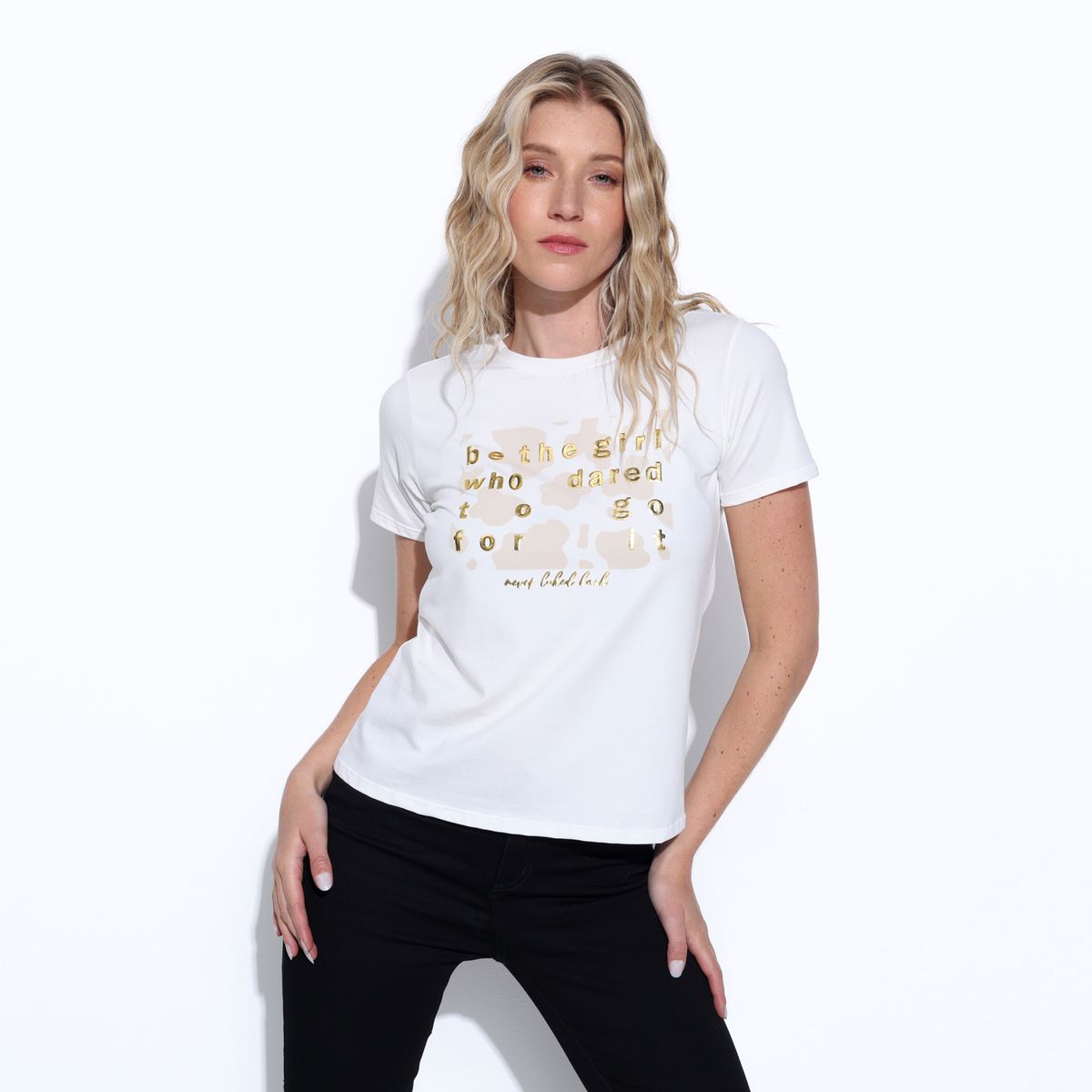 MOSSIMO - Camiseta Mujer con Estampado Manga corta Mossimo