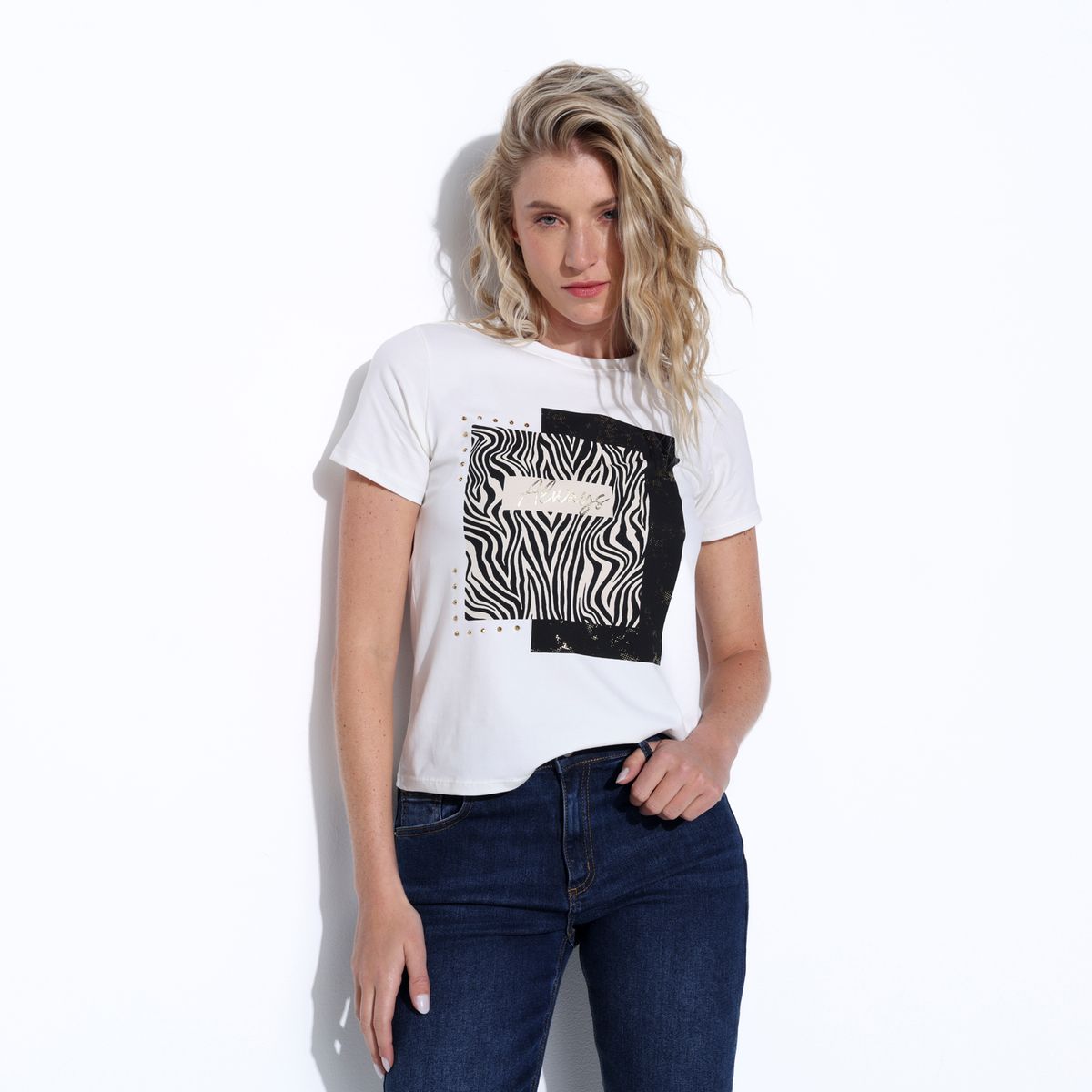 MOSSIMO - Camiseta Mujer con Estampado Manga corta Mossimo