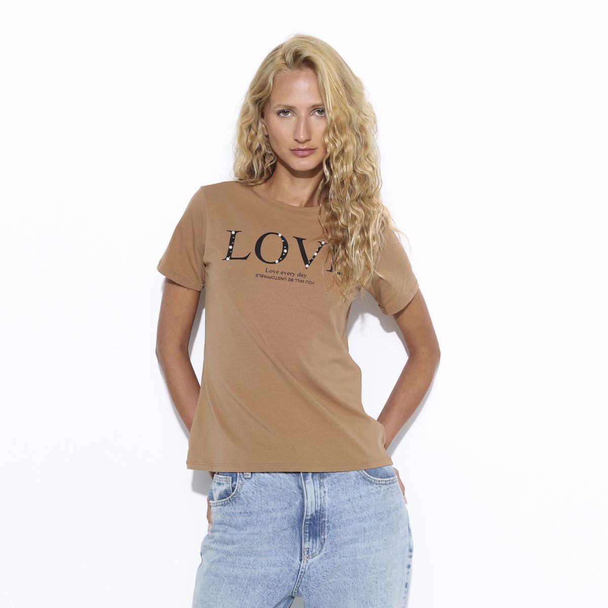 MOSSIMO - Camiseta Mujer con Estampado Manga corta Mossimo