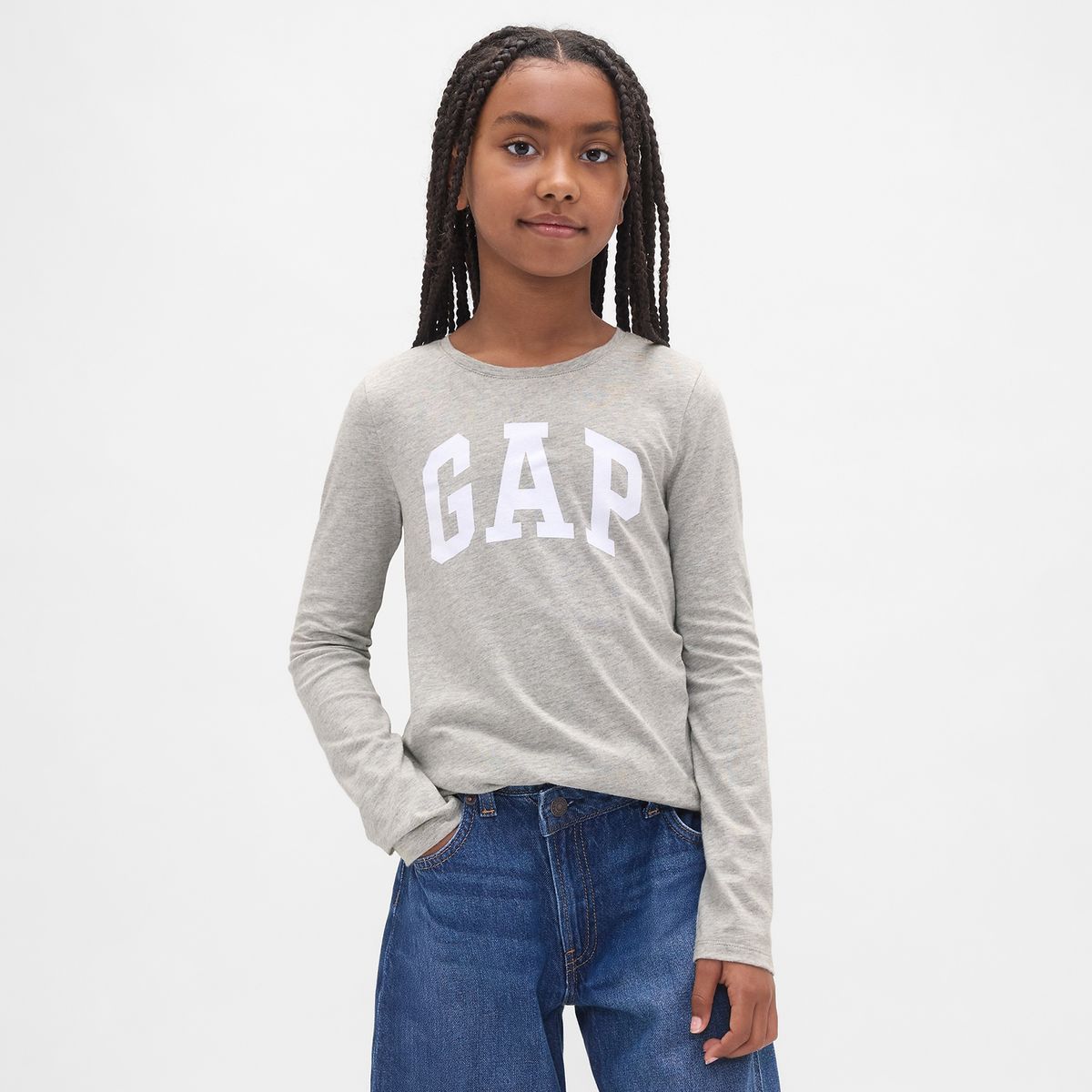 GAP - Camiseta Para Niña  con Logo Manga larga de Algodón GAP
