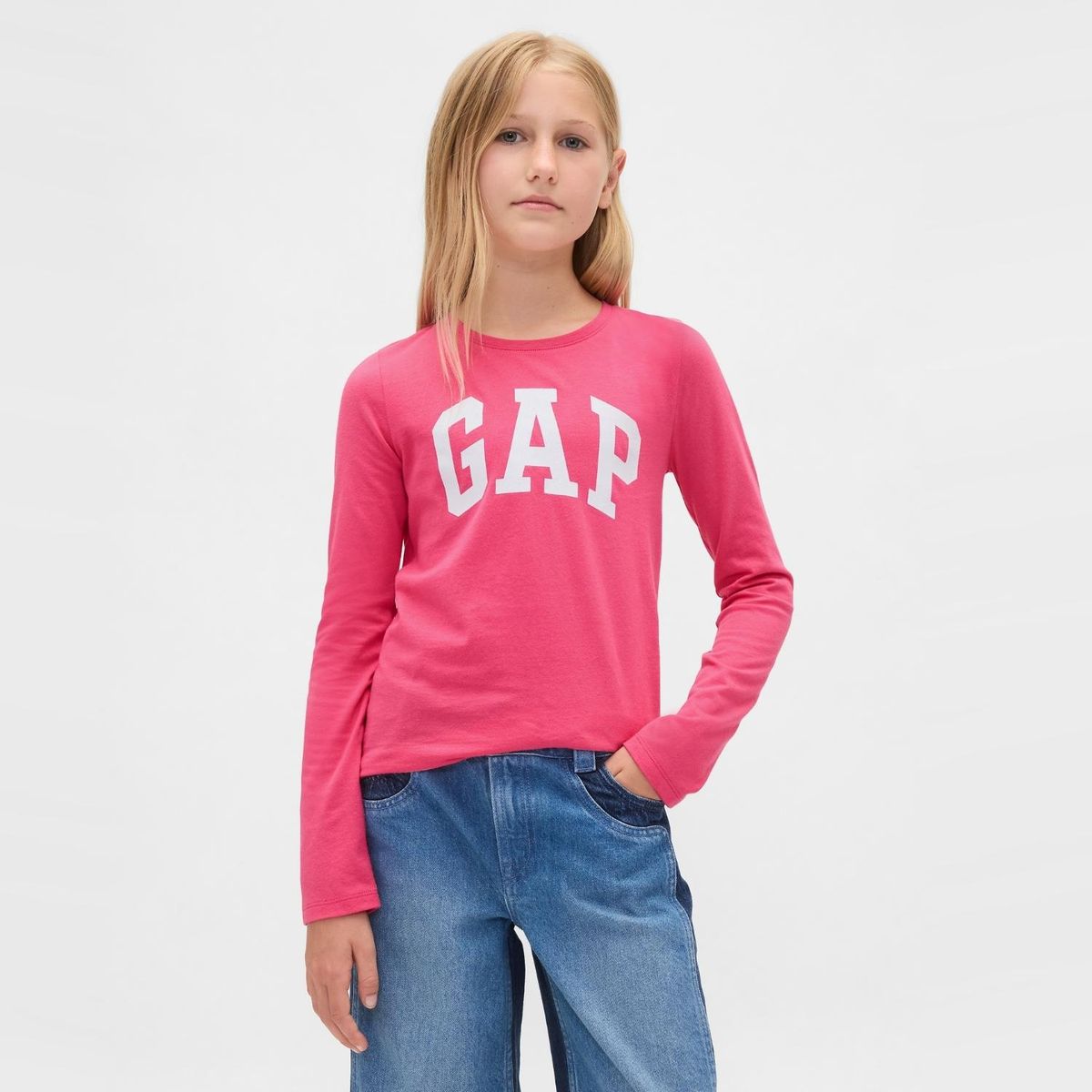 GAP - Camiseta Para Niña  con Logo Manga larga de Algodón GAP