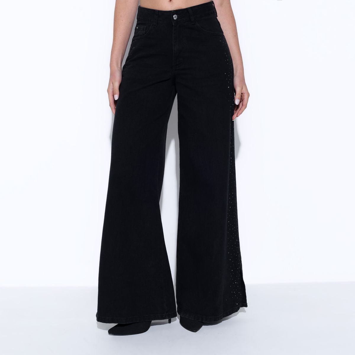 MOSSIMO - Jean Wide leg Mujer Tiro alto Denim de Algodón Mossimo