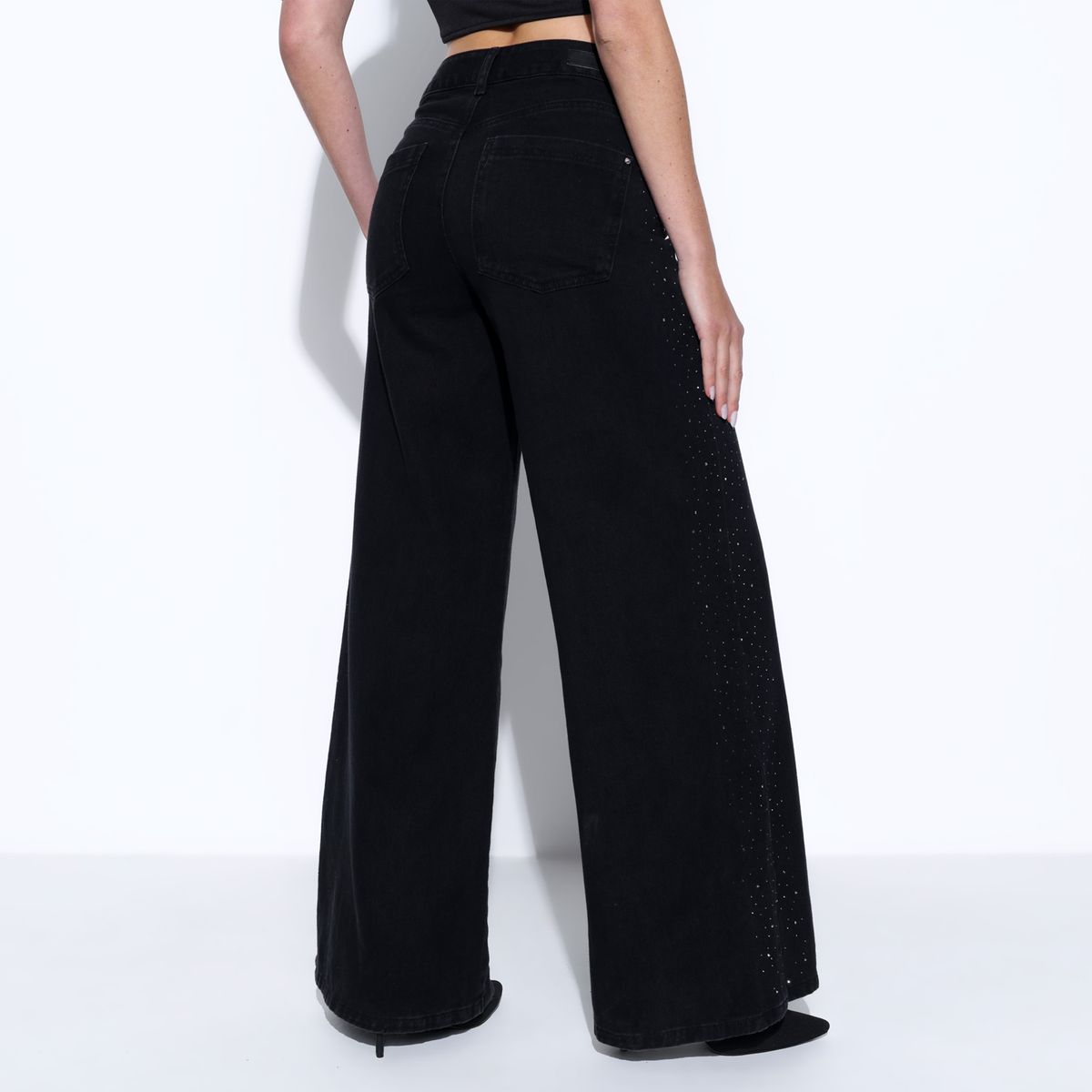 MOSSIMO - Jean Wide leg Mujer Tiro alto Denim de Algodón Mossimo