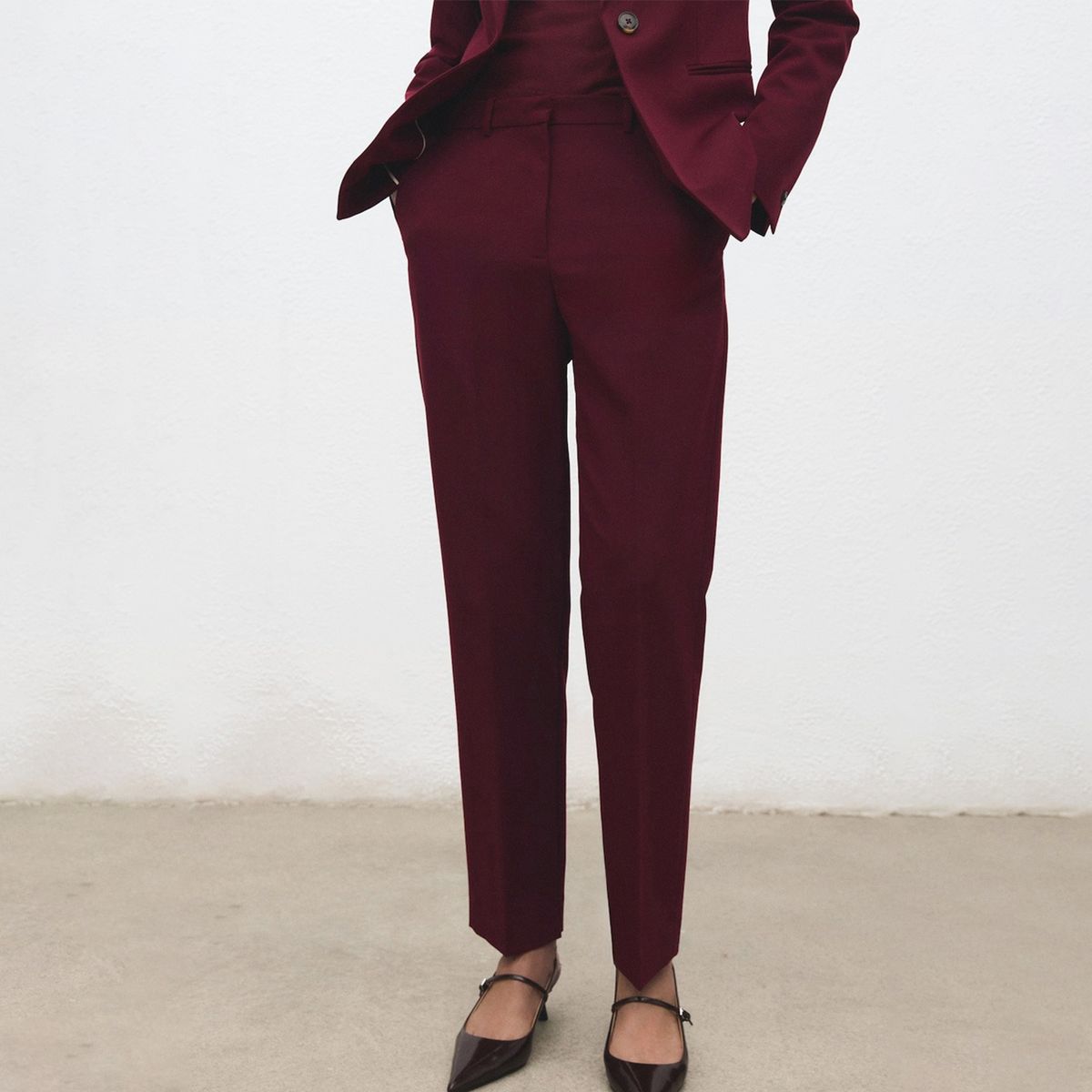 MANGO - Pantalón Recto Mujer Tiro medio Mango