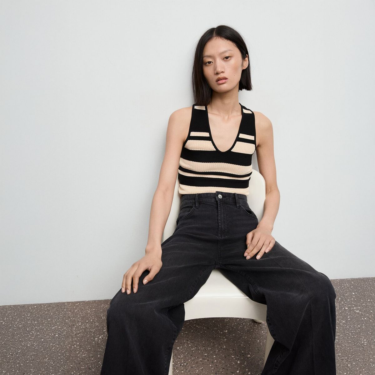 MANGO - Top esqueleto Mujer con Estampado Sin mangas Mango