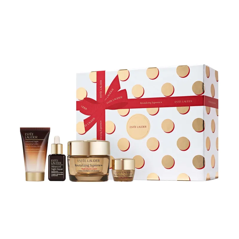 ESTEE LAUDER - Set Tratamiento antiedad Estée Lauder Set Tratamiento Levanta y Reafirma Rostro Revitalizing Supreme+ Holiday Estee Lauder Incluye 4 productos