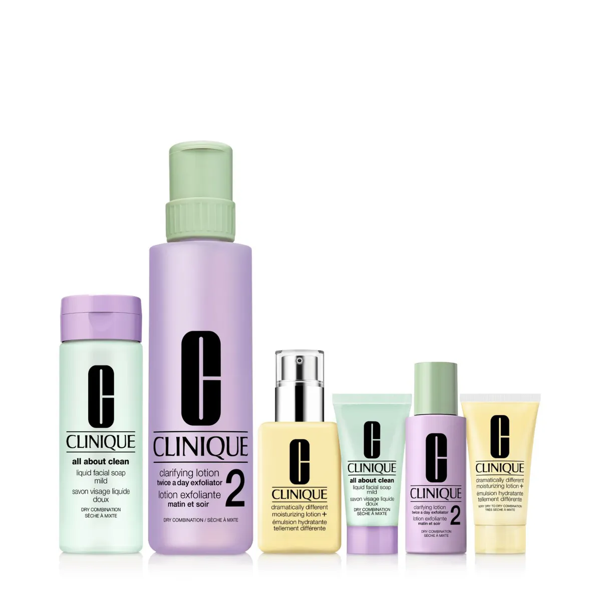 CLINIQUE - Set Hidratante facial Tratamiento Rutina 3 pasos Rostro Great Skin Everywhere: Piel mixta-seca Holiday Clinique Incluye 6 productos