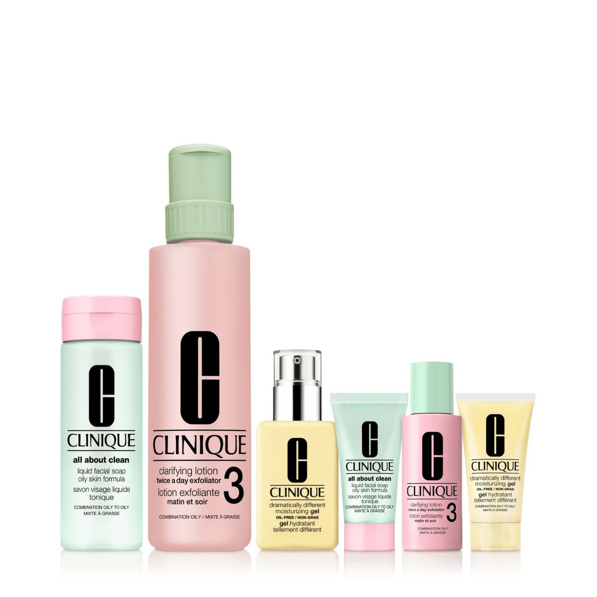 CLINIQUE - Set Limpiador Tratamiento Rutina 3 pasos Rostro Great Skin Everywhere: Piel mixta-grasa Holiday Clinique Incluye 6 productos