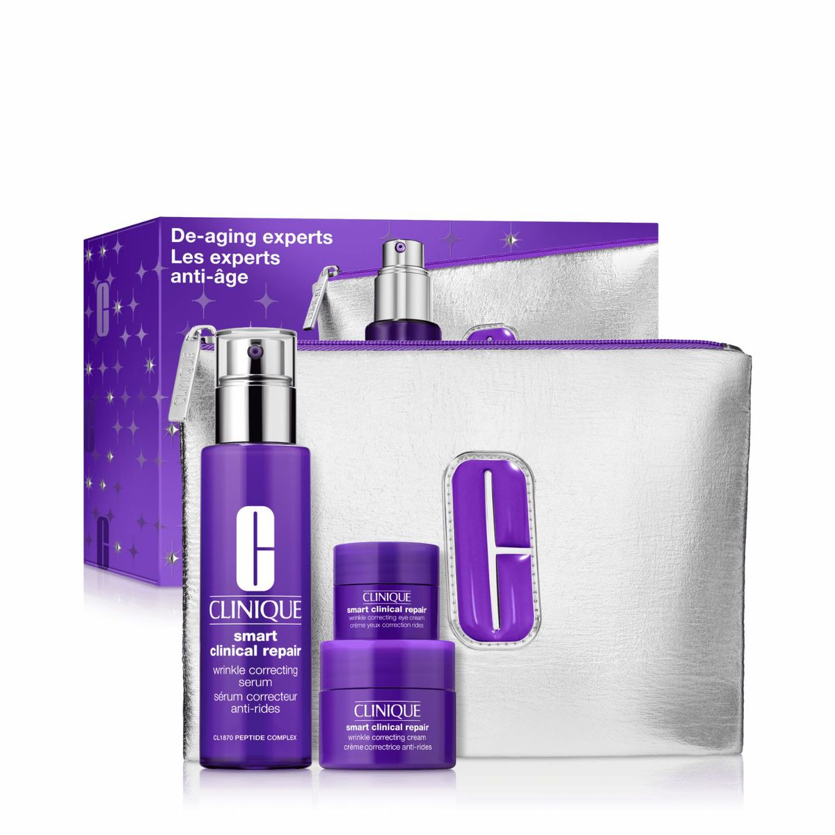 CLINIQUE - Set Tratamiento antiedad Rostro De-Aging Experts: Smart Clinical Repair¿ Holiday Clinique Incluye 3 productos
