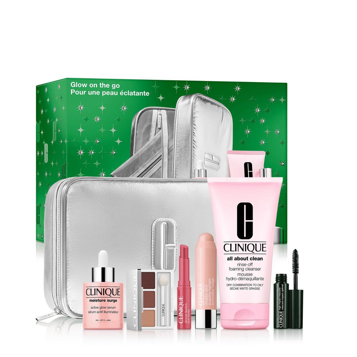 CLINIQUE - Set de maquillaje rostro Clinique Tratamiento Glow on the Go Holiday Incluye 6 productos 