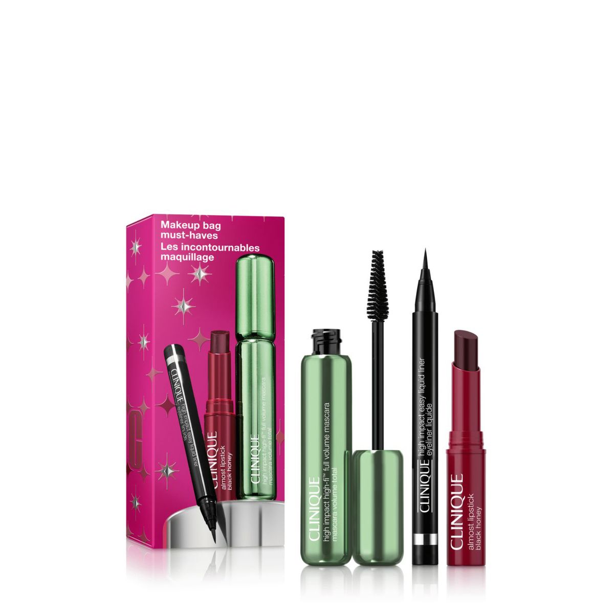 CLINIQUE - Set de maquillaje rostro Clinique Makeup Bag Must-Haves Holiday Clinique Incluye 3 productos 