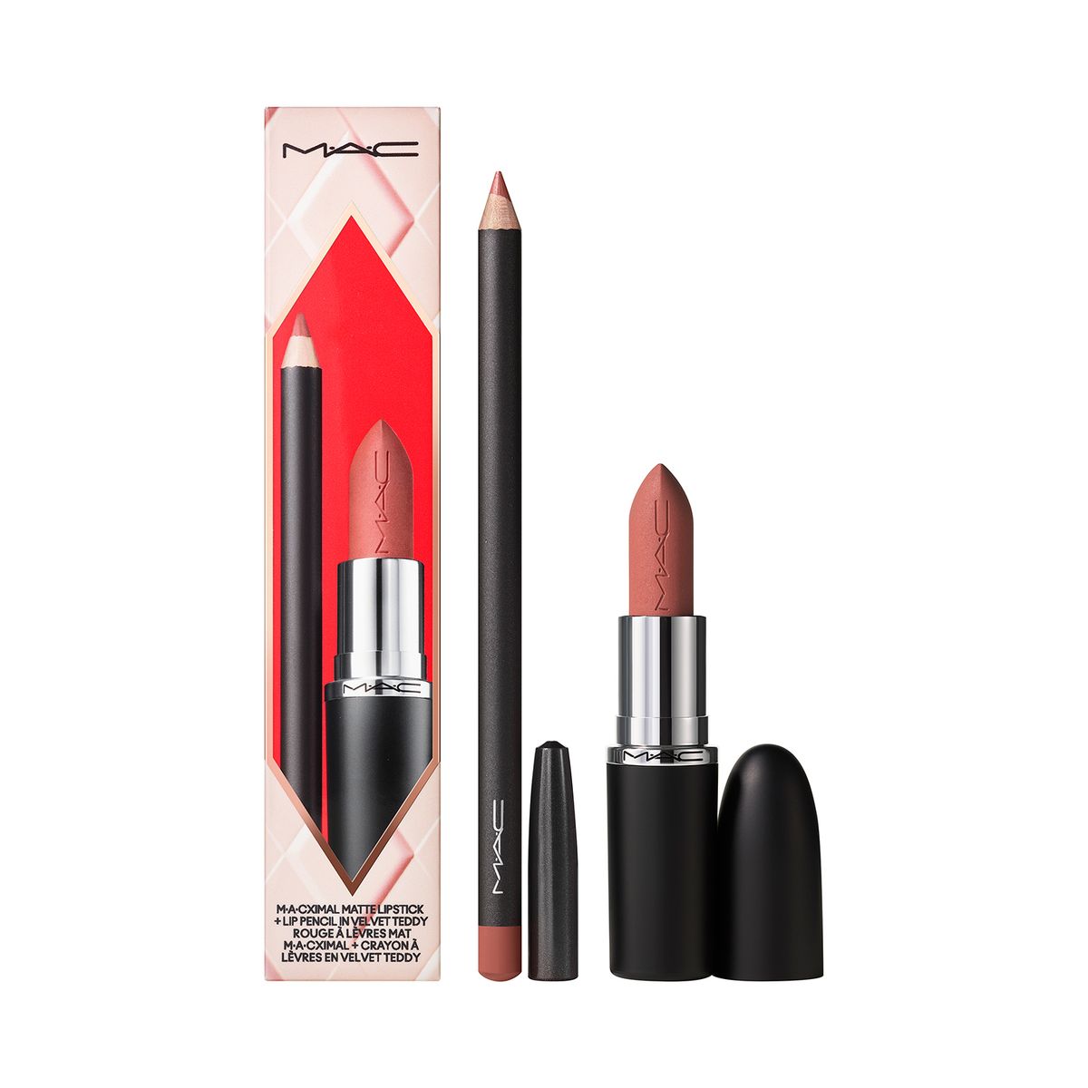 MAC COSMETICS - Set de maquillaje labios Topsy Teddy Lip kit Mac Cosmetics incluye 2 productos