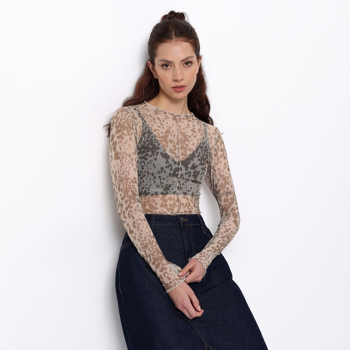 DENIMLAB - Top esqueleto Mujer Con transparencia Manga larga Denimlab