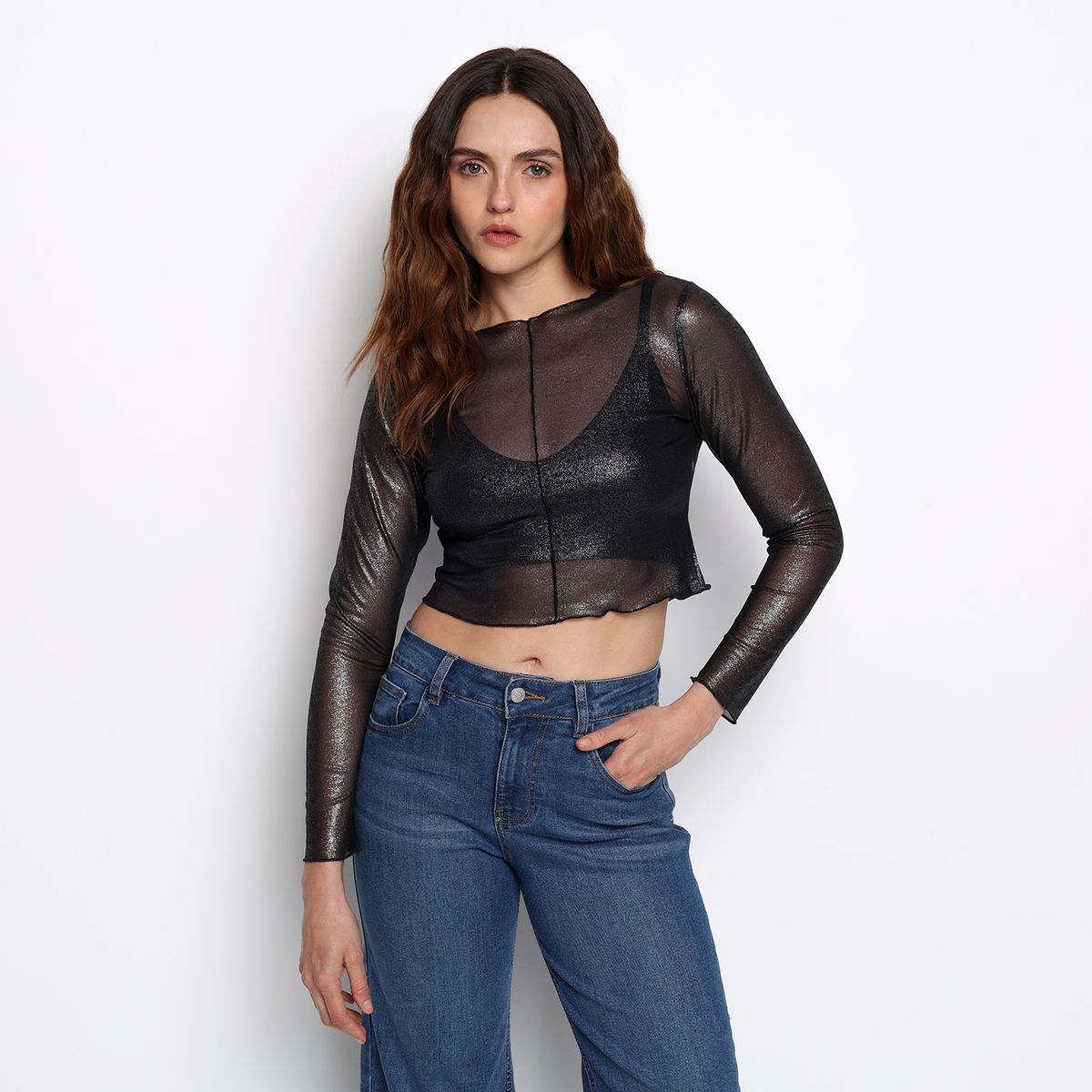 DENIMLAB - Top esqueleto Mujer Con transparencia Manga larga Denimlab
